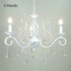 Retro White Metal Crystal Chandelier with E14 Candle Lights