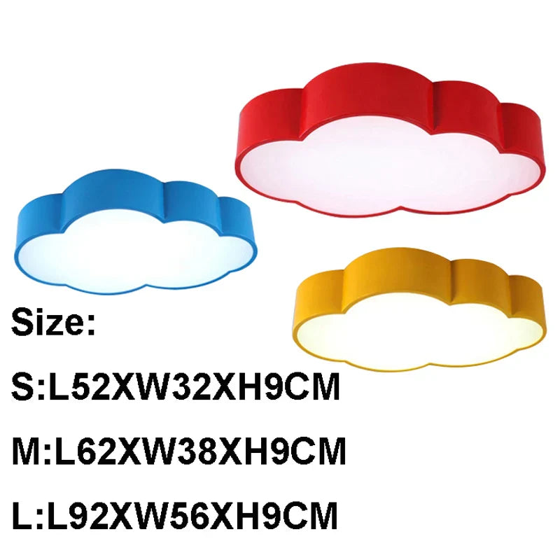 LED Cloud Kids Room Ceiling Light - Yellow Blue Red White Fixtures