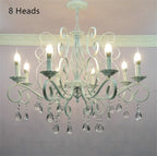 Retro White Metal Crystal Chandelier with E14 Candle Lights