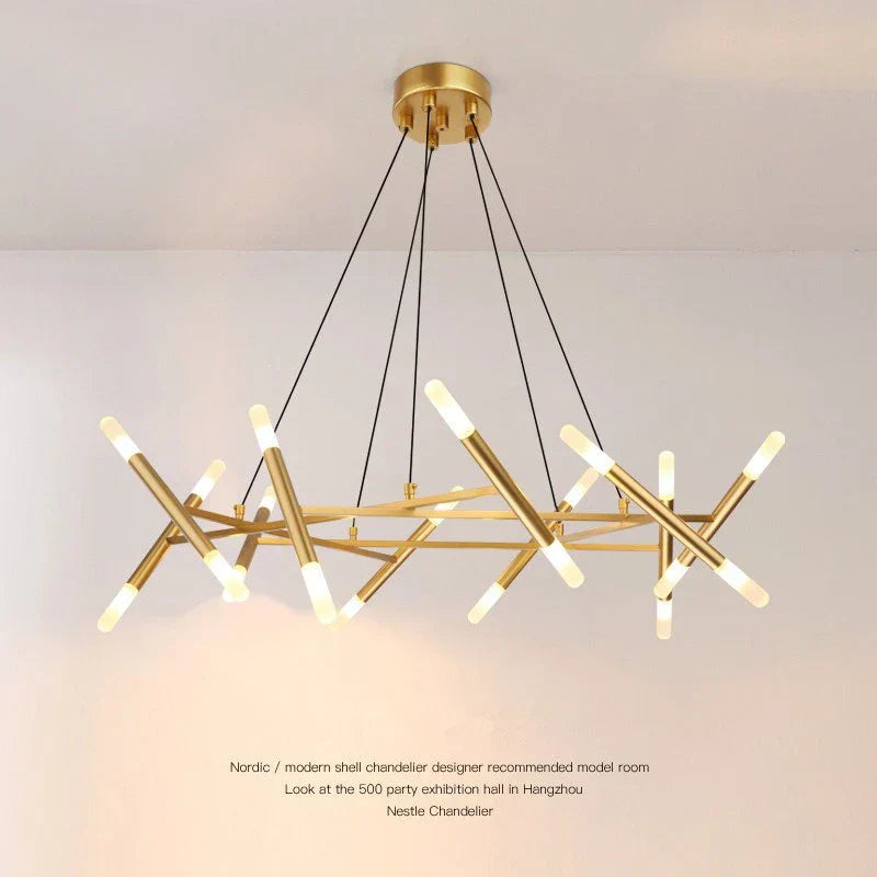 Nordic Retro LED Chandelier Kitchen Living Room Restaurant HangLamp