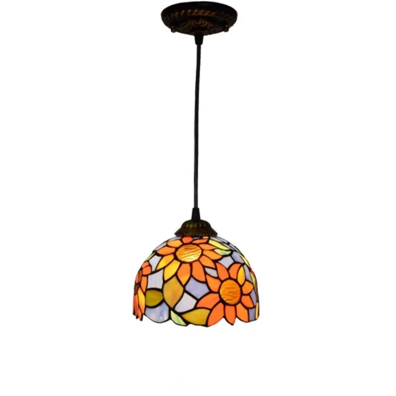 Stained Glass Pendant Light - Vintage Mediterranean Hanging Lamp for Home Decor