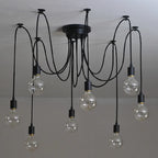 Spider Black Pendant Light: Industrial Edison Chandelier, Ceiling Mount, DIY Fixture