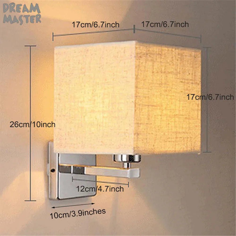 Modern Nordic Style E27 Wall Lamp Stainless Steel Bedroom Study Living Room Decor