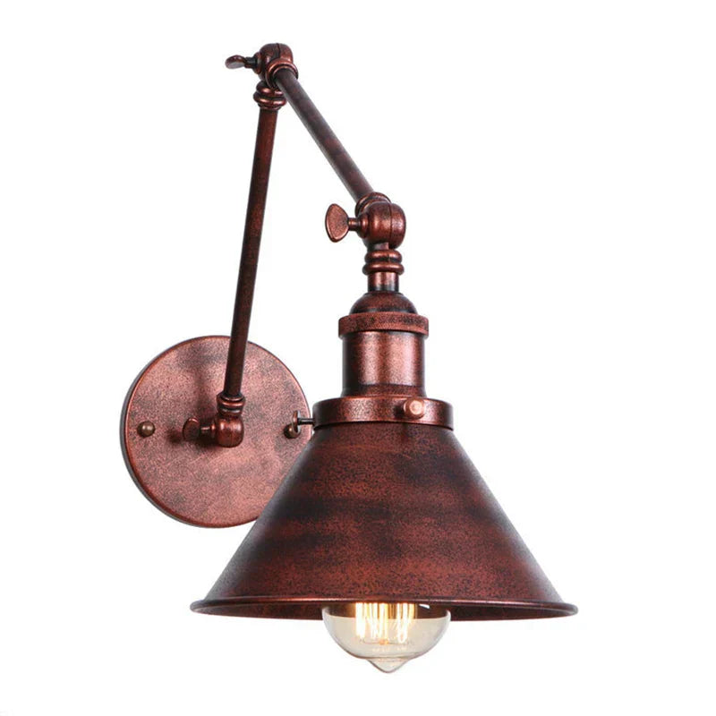 Black Copper Vintage Wall Sconce with Long Arm for Home Bedroom