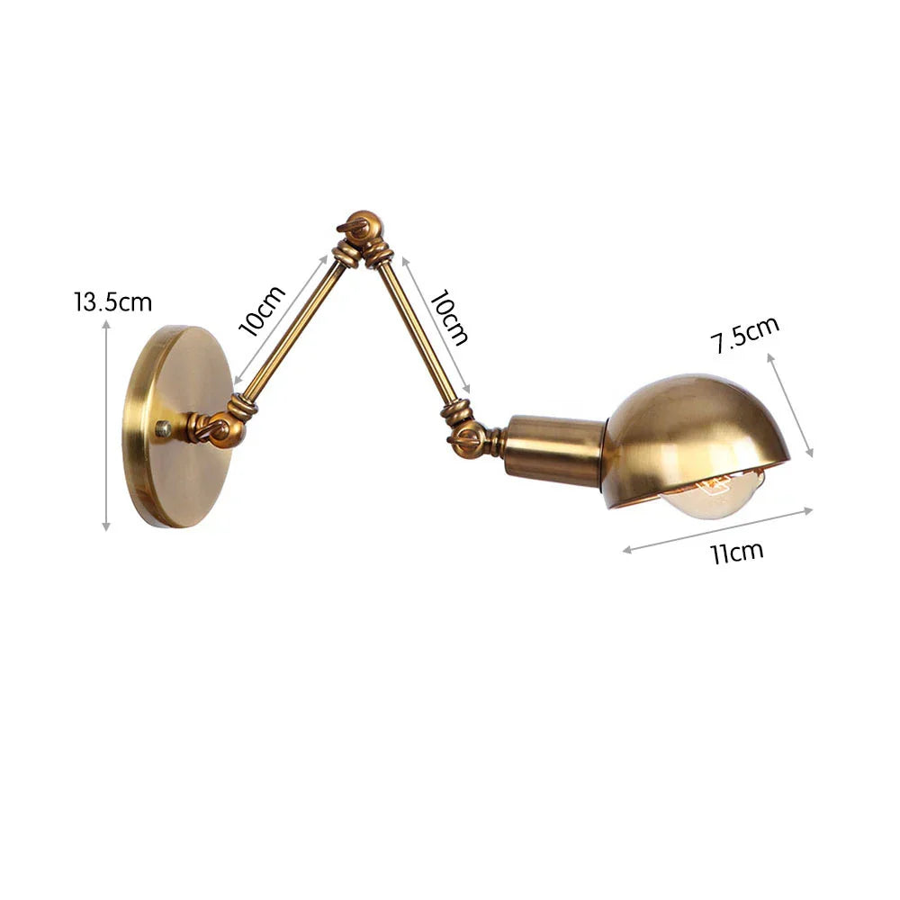 Vintage Swing Arm Wall Lamp in White Brass Finish