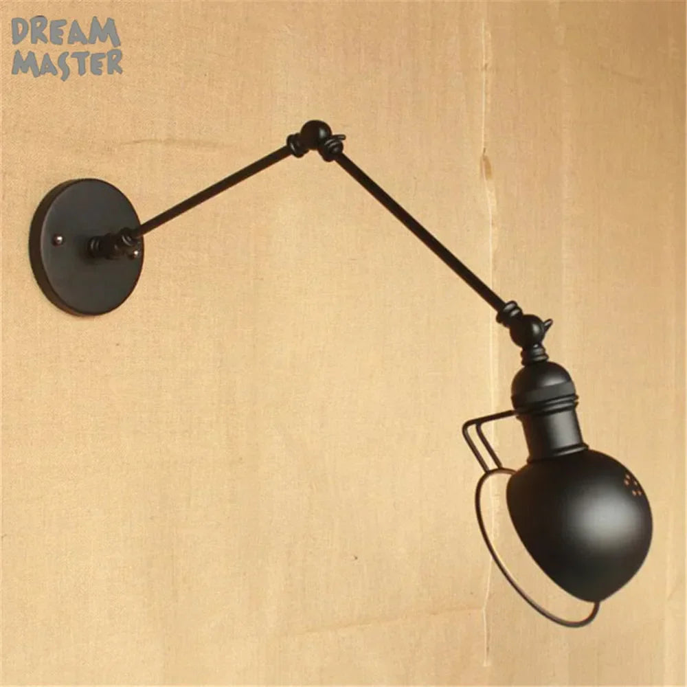 Iron Swing Arm Wall Sconce Light Fixture Set for Home Bar Retro Lighting