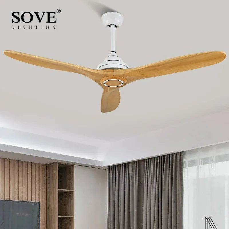 Black Wood Industrial Ceiling Fan Remote Control DC 220v