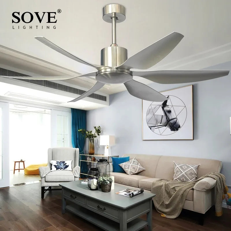 66" Modern LED Brown Ceiling Fan with Remote Control for Living Room