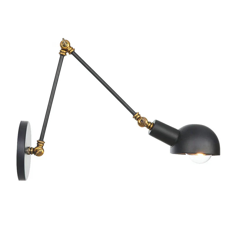 Retro Wall Sconce Swinging Arm Lamp Black White Brass Study Living Room