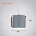 Nordic Wood Pendant Lights by - LED Hang Lamp with Colorful Aluminum Fixture