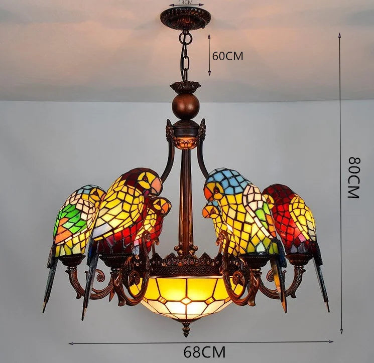 Glass Parrot Pendant Chandelier for Bar Club Living Room Bedroom
