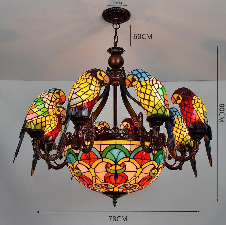 Glass Parrot Pendant Chandelier for Bar Club Living Room Bedroom