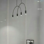 Line Art Black Semicircle Pendant Light for Living Room, Bar, Coffee Shop