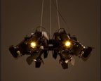 Vintage Loft Industrial Chandelier with Telescopic Spotlights