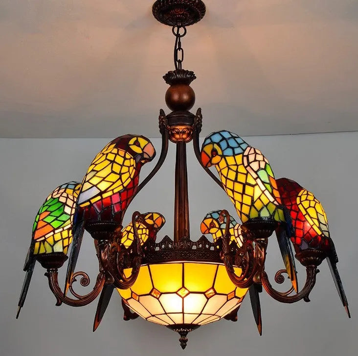 Glass Parrot Pendant Chandelier for Bar Club Living Room Bedroom