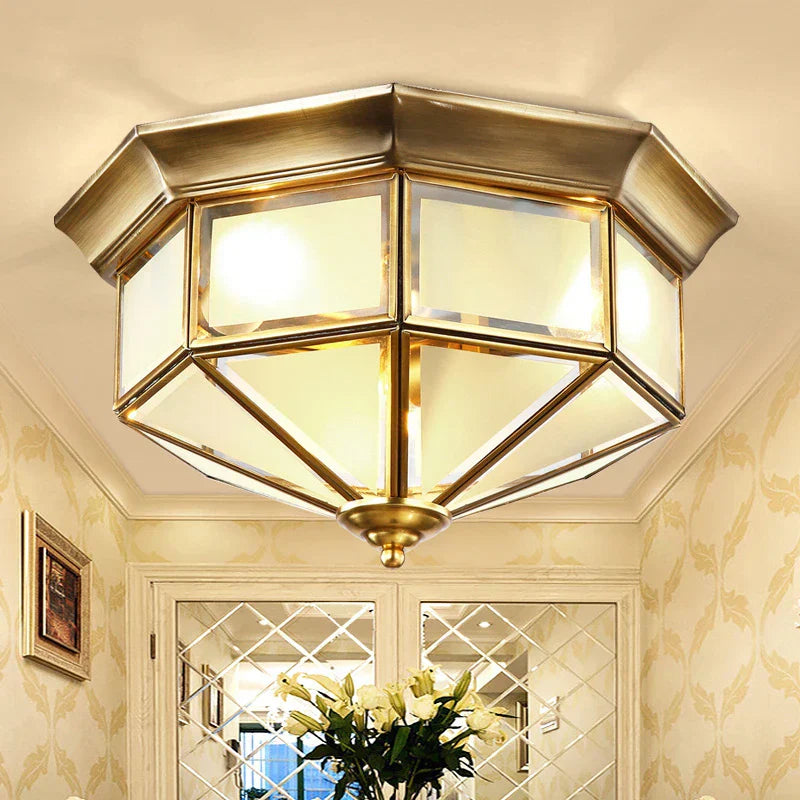 Copper Ceiling Lamp: Retro American European Living Room Bedroom Light