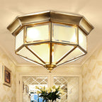 Copper Ceiling Lamp: Retro American European Living Room Bedroom Light