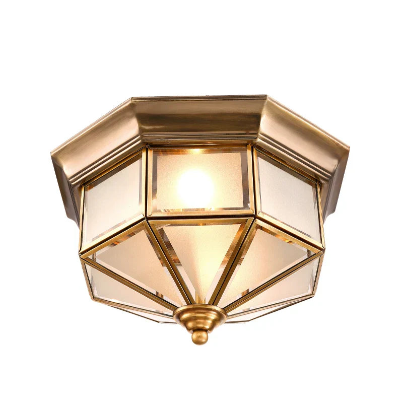 Copper Ceiling Lamp: Retro American European Living Room Bedroom Light