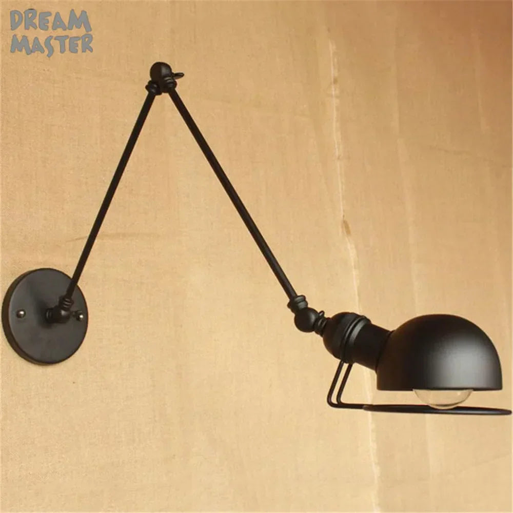 Iron Swing Arm Wall Sconce Light Fixture Set for Home Bar Retro Lighting