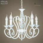White Nordic Chandelier Wrought Iron Lustre Lamp for Living Room Bedroom Lighting