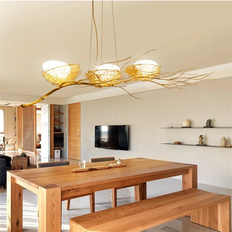 Nordic Bird's Nest Cafe Chandelier LED Art Luminaria - Romantic & Unique Lighting