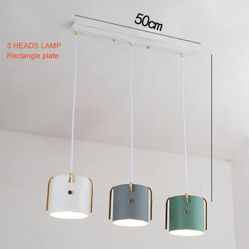 Nordic Wood Pendant Lights by - LED Hang Lamp with Colorful Aluminum Fixture