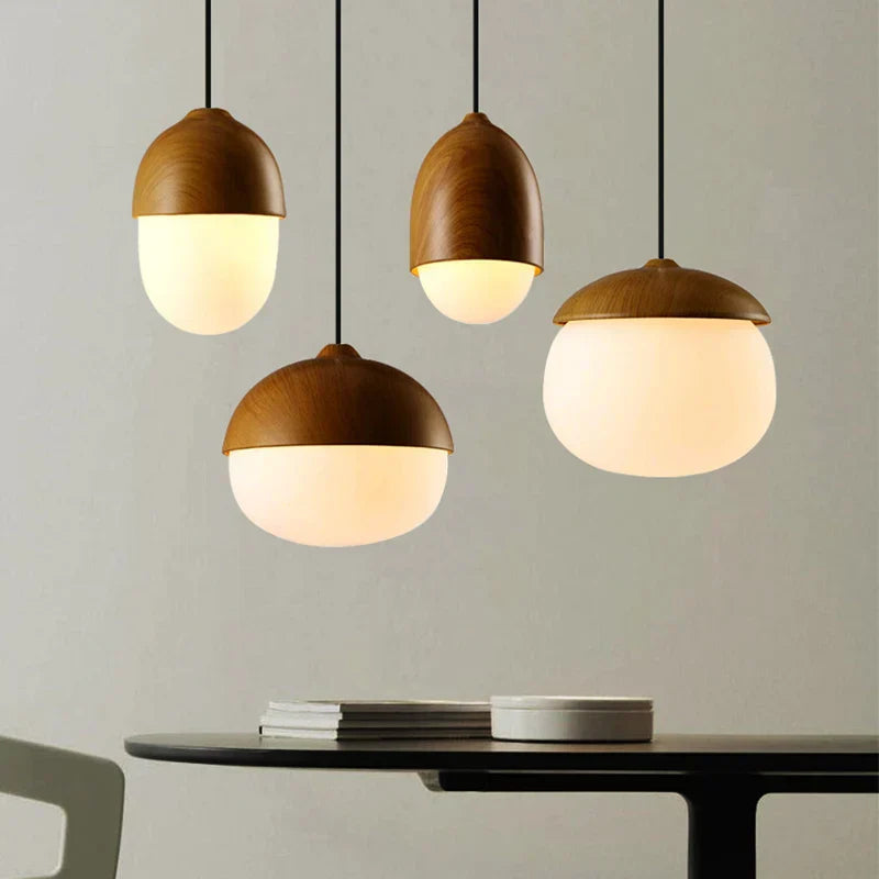 Nordic Nuts Pendant Lamp | Imitation Wood Design | E27 Bulb | Creative Lighting