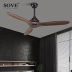 Black Wood Industrial Ceiling Fan Remote Control DC 220v