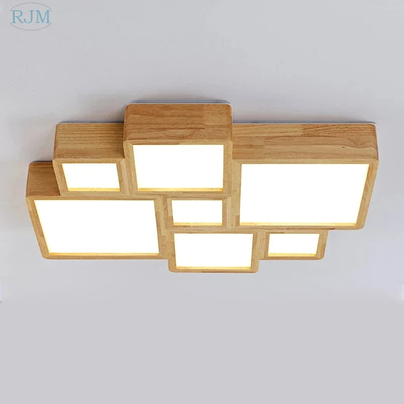 Japanese Solid Wood Ceiling Lamp for Home Living Room Bedroom Study