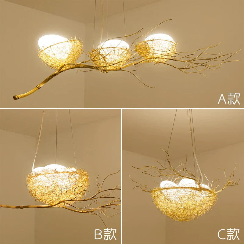 Nordic Bird's Nest Cafe Chandelier LED Art Luminaria - Romantic & Unique Lighting