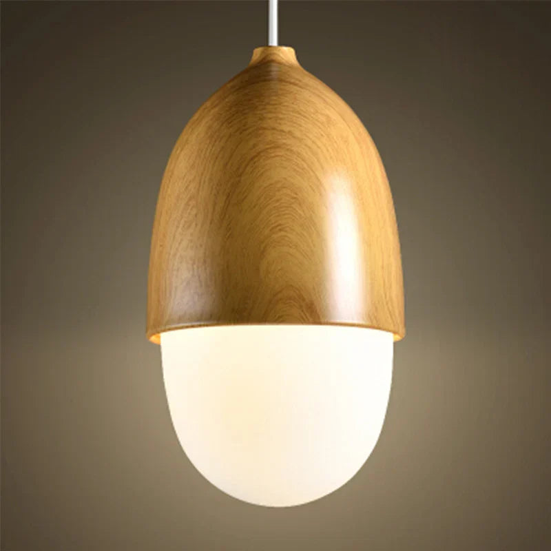 Nordic Nuts Pendant Lamp | Imitation Wood Design | E27 Bulb | Creative Lighting