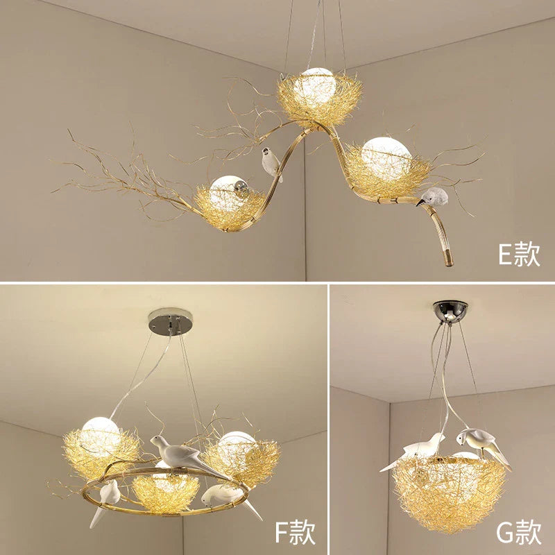 Nordic Bird's Nest Cafe Chandelier LED Art Luminaria - Romantic & Unique Lighting