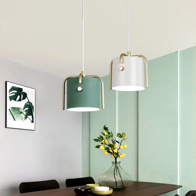 Nordic Wood Pendant Lights by - LED Hang Lamp with Colorful Aluminum Fixture