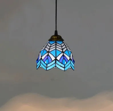 Stained Glass Pendant Light - Vintage Mediterranean Hanging Lamp for Home Decor