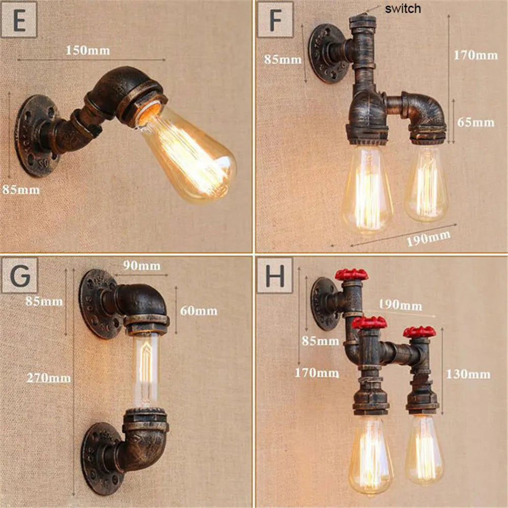 Rustic Edison Bulb Wall Sconces for Home Lighting Fixture