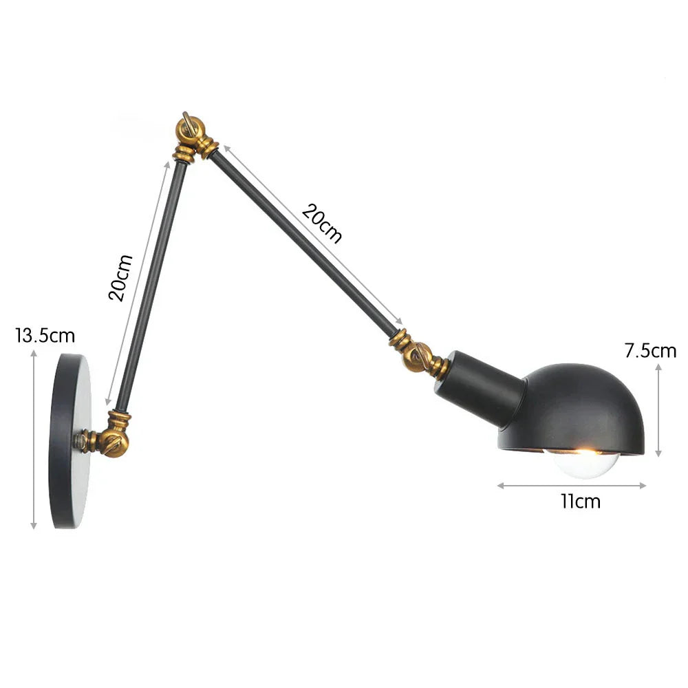 Retro Wall Sconce Swinging Arm Lamp Black White Brass Study Living Room