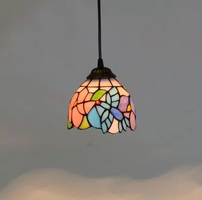Stained Glass Pendant Light - Vintage Mediterranean Hanging Lamp for Home Decor