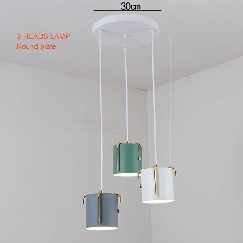 Nordic Wood Pendant Lights by - LED Hang Lamp with Colorful Aluminum Fixture