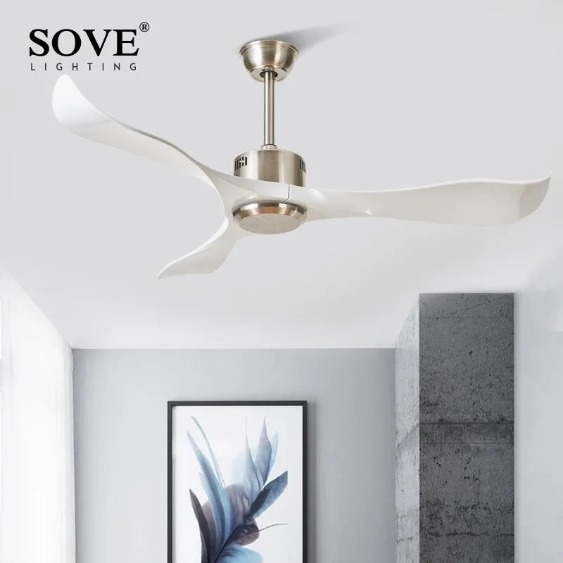 Modern White Plastic Blade Ceiling Fan Remote Control Bedroom 220v Ventilateur De Plafond