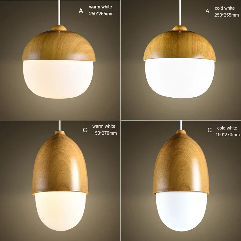 Nordic Nuts Pendant Lamp | Imitation Wood Design | E27 Bulb | Creative Lighting