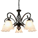 Traditional Metal Body Glass Chandelier, E27 LED Bulb, European Style Lighting Fixture