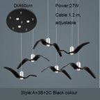 Seagull Pendant Lamp - Resin Silhouette Night Birds Sky Freedom Theme
