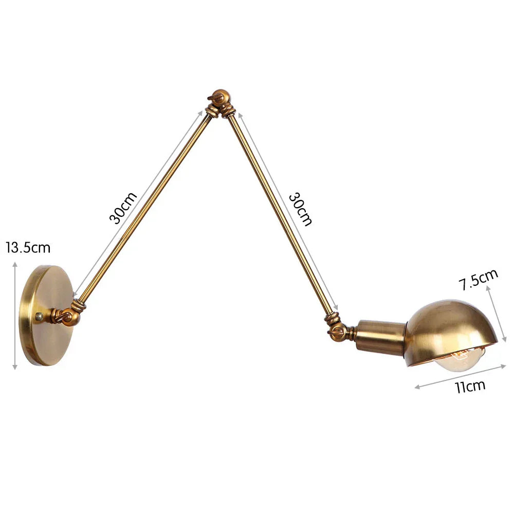 Retro Wall Sconce Swinging Arm Lamp Black White Brass Study Living Room