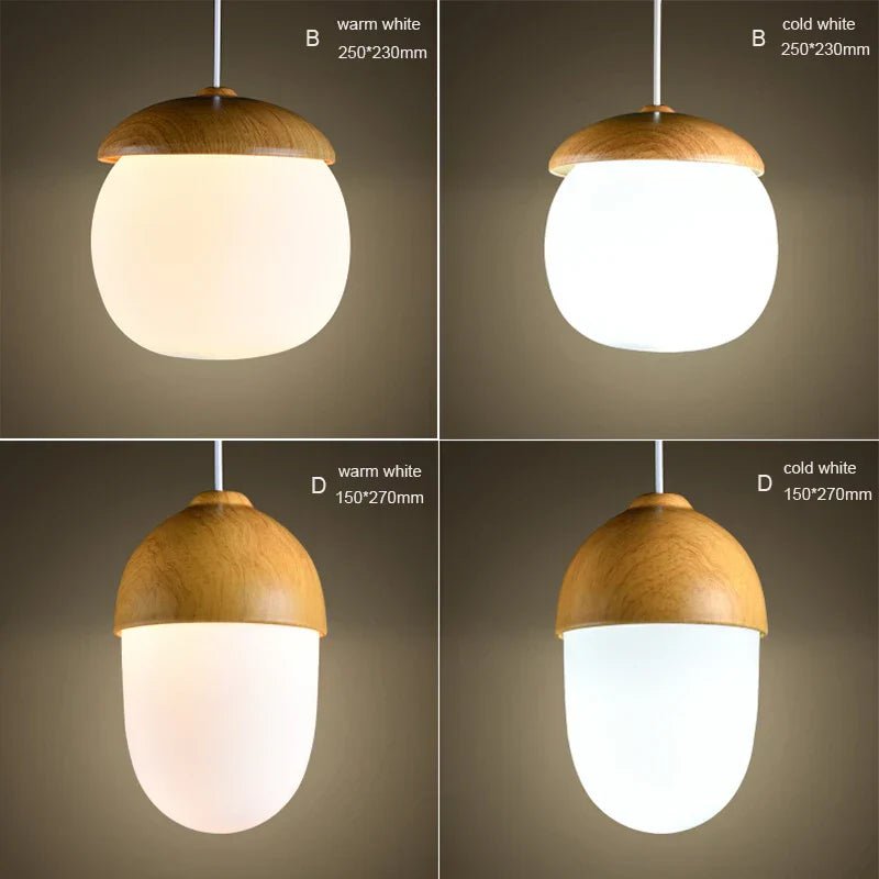Nordic Nuts Pendant Lamp | Imitation Wood Design | E27 Bulb | Creative Lighting