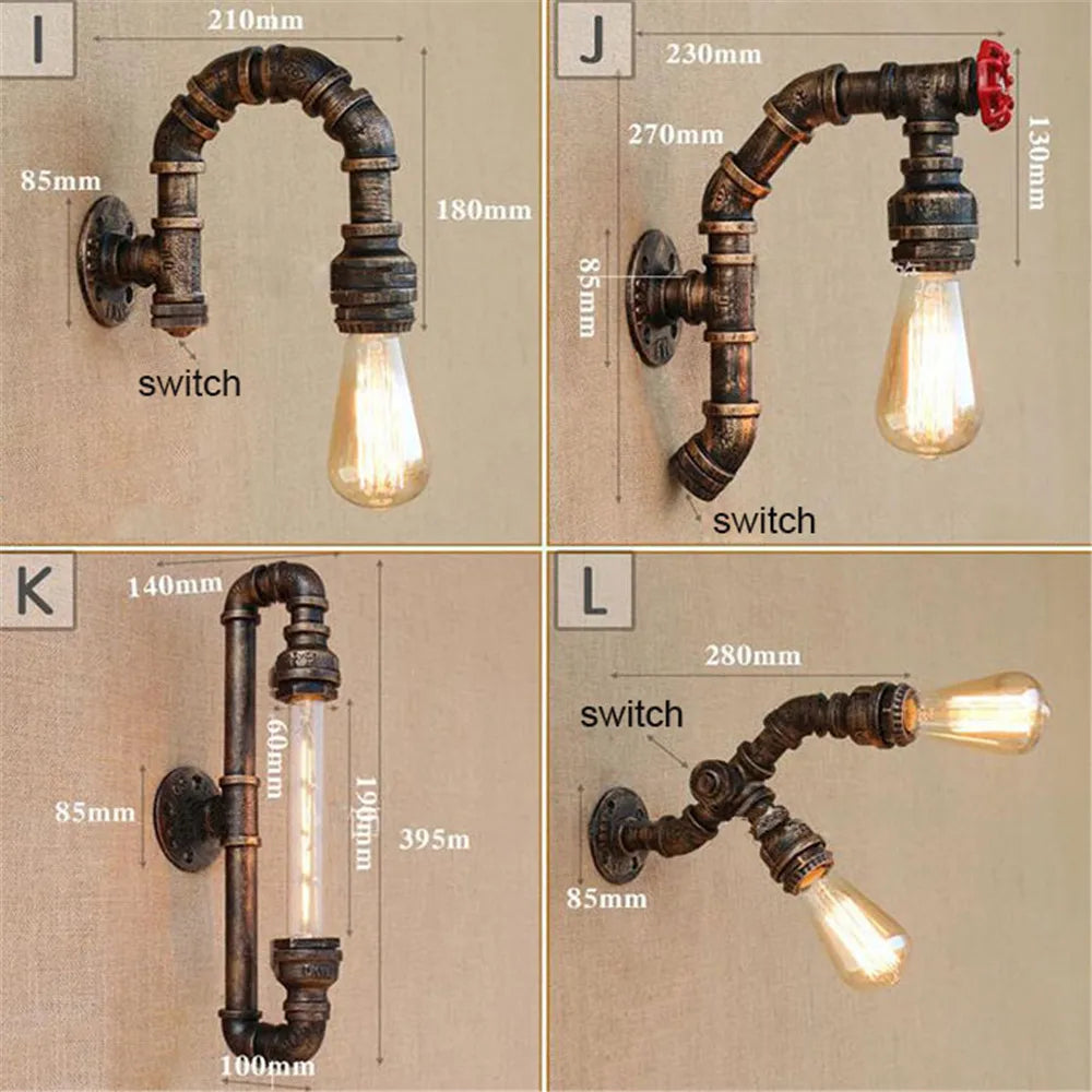 Rustic Edison Bulb Wall Sconces for Home Lighting Fixture