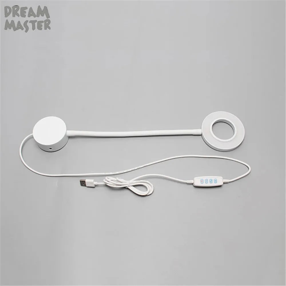 Dimmable LED Wall Lamp for Bedside Reading, USB Powered, Gooseneck Bedroom Light