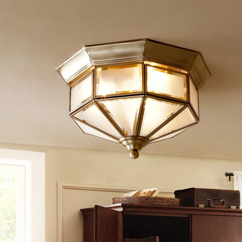 Copper Ceiling Lamp: Retro American European Living Room Bedroom Light
