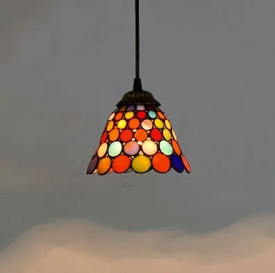 Stained Glass Pendant Light - Vintage Mediterranean Hanging Lamp for Home Decor