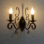 Black Wrought Iron Crystal Candle Wall Lamp