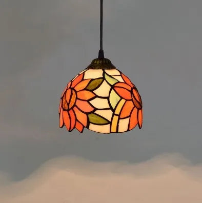 Stained Glass Pendant Light - Vintage Mediterranean Hanging Lamp for Home Decor